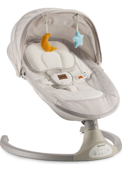 Popypapa Mercury Elektrikli Otomatik Sallanan Kademeli Bebek Ana Kucağı,oyuncaklı,white/gri