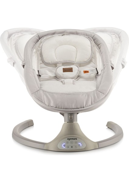 Popypapa Mercury Elektrikli Otomatik Sallanan Kademeli Bebek Ana Kucağı,oyuncaklı,white/gri