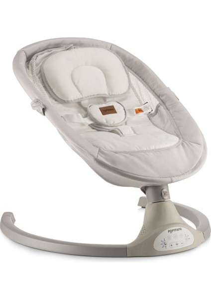 Popypapa Mercury Elektrikli Otomatik Sallanan Kademeli Bebek Ana Kucağı,oyuncaklı,white/gri