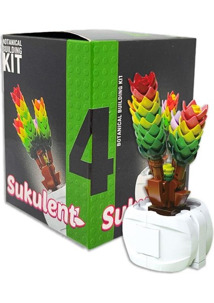 Iconic Dekoratif, Koleksiyonluk ve Sergilenebilir Blok Sukulent Çiçek Modeli Yapım Set