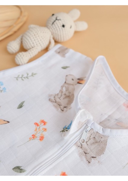 Oeko-Tex Sertifikalı Yazlık Müslin Kumaş Uyku Tulumu, 0,5 Tog Kız Erkek Bebek Uyku Tulumu 2li Takım