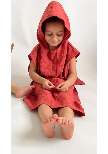 Müslin Çocuk Pançosu, Bebek Plaj Havlusu, Deniz Havuz Bornozu, Unisex Havlu