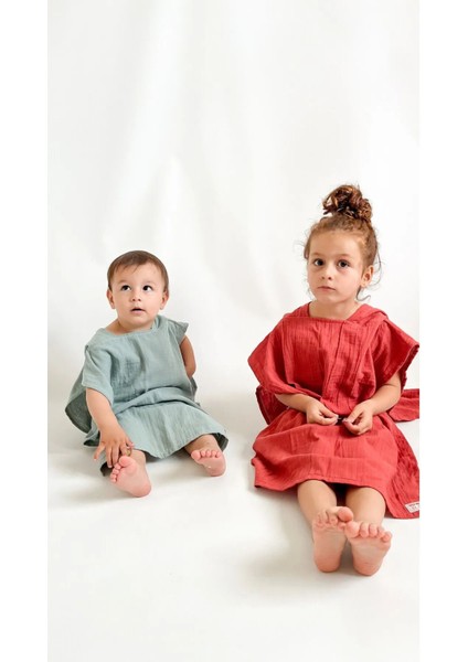 Müslin Çocuk Pançosu, Bebek Plaj Havlusu, Deniz Havuz Bornozu, Unisex Havlu