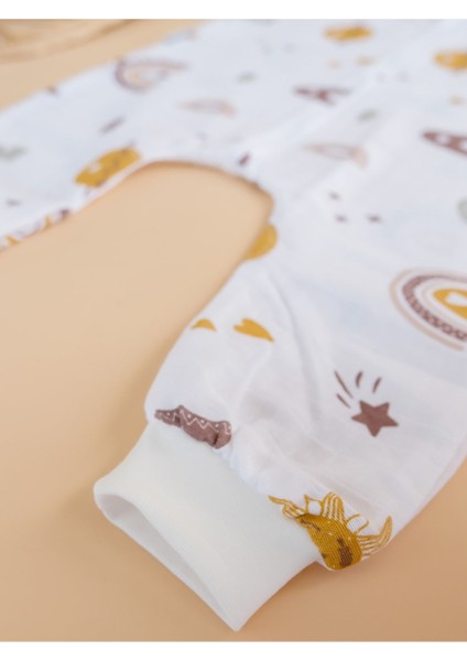 Oeko-Tex Sertifikalı Yazlık Müslin Kumaş Uyku Tulumu, 0,5 Tog Kız Erkek Bebek Uyku Tulumu Harf Desen
