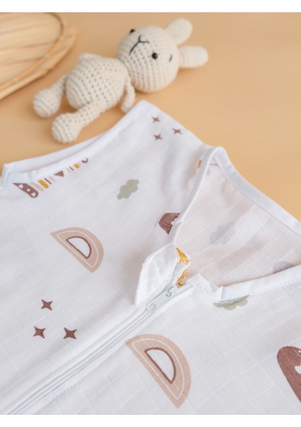 Oeko-Tex Sertifikalı Yazlık Müslin Kumaş Uyku Tulumu, 0,5 Tog Kız Erkek Bebek Uyku Tulumu Harf Desen