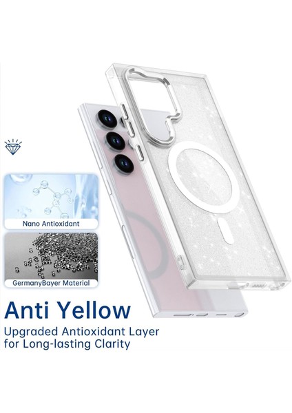 Samsung Galaxy S25 Ultra Kılıf Magsafe Wirelles Şarj Destekli Parlak Renkli Kenar Arkası Simli Taşlı fiyatları