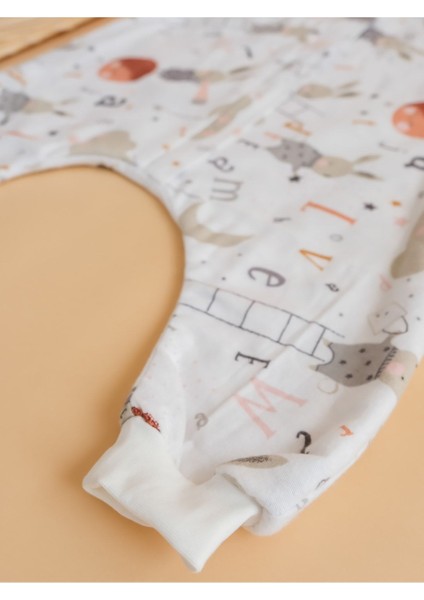 Oeko-Tex Sertifikalı Pamuklu Pazen Kumaş Baskılı Çift Katlı 1 Tog Kız Bebek Uyku Tulumu 2'li