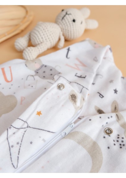 Oeko-Tex Sertifikalı Pamuklu Pazen Kumaş Baskılı Çift Katlı 1 Tog Kız Bebek Uyku Tulumu 2'li
