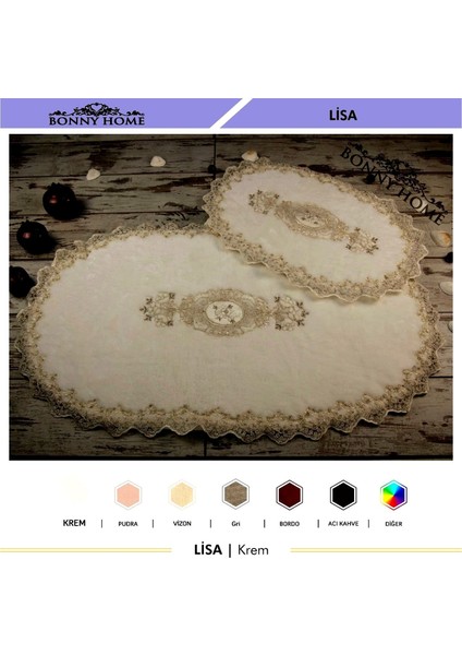 Lisa Krem 2'li Dantelli Klozet Takımı Çeyizlik Banyo Halısı Paspası Seti fiyatları
