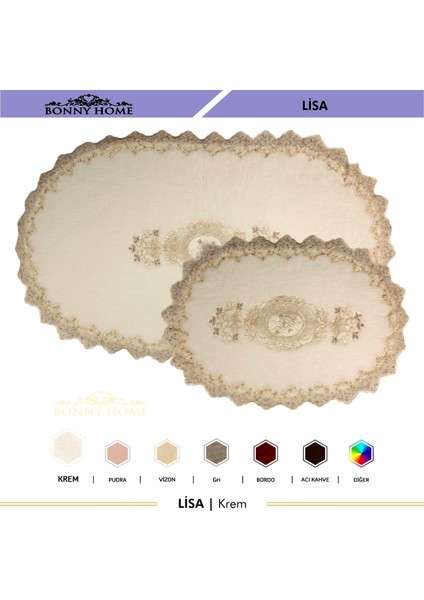 Lisa Krem 2'li Dantelli Klozet Takımı Çeyizlik Banyo Halısı Paspası Seti modelleri