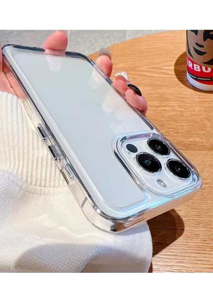 iPhone 12 Pro Max - Parlak Metal Tuşlu Kolay Basmalı Darbe Emici Sağlam Vip Şeffaf Kılıf modelleri