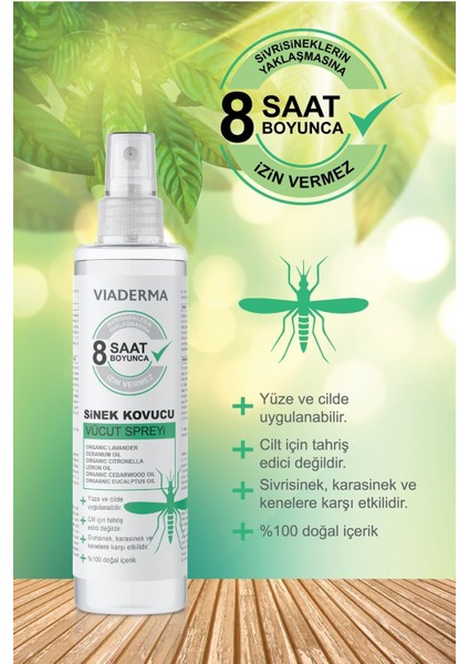 Sivrisinek Sinek Kovucu Koruyucu Vücut Spreyi Bitkisel Tüm Vücut İçin Aile Boy 150 ml