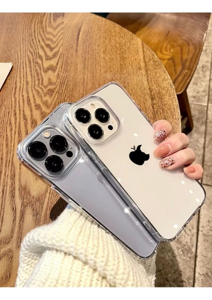 iPhone 14 Pro Max - Parlak Metal Tuşlu Kolay Basmalı Darbe Emici Sağlam Vip Şeffaf Kılıf indirimleri