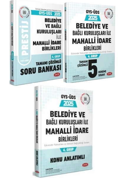 Data 2025 Belediye ve Bağlı Kuruluşları Ile Mahalli Idare 4.grup Prestij Soru + Deneme + Konu 3 Lü