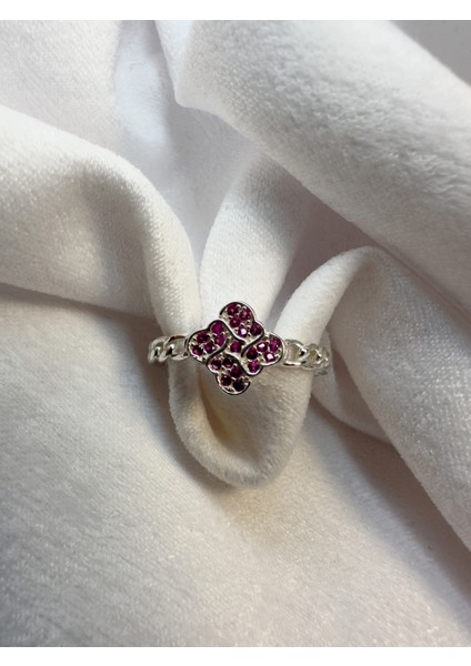 Pembe Taşlı Yonca Model 925 Ayar Silver Gümüş Yüzük