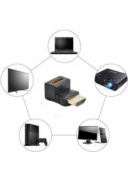 270° Derece HDMI Dirsek Adaptörü - HDMI L Çevirici Uzatma Dönüştürücü
