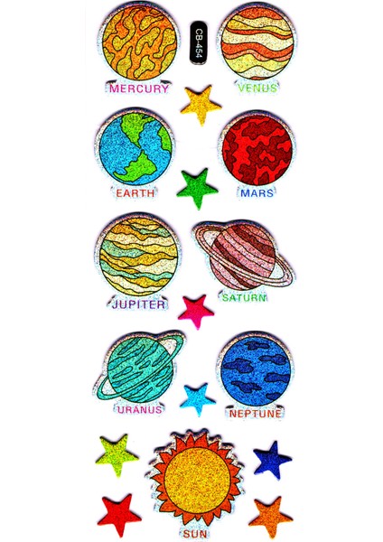 Sticker Kabartmalı Sticker Defter, Planlayıcı Etiket (CB454) 16X7 Cm- Güneş Sistemi Gezegen modelleri