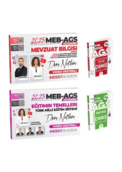 2025 Meb-Ags Akademisi Eğitimin Temelleri / Mevzuat Bilgisi Ders Notları / Çıkmış Sorular 4'lü Set