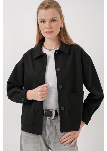 0713 Kadın Kaşe Ceket - Siyah fiyatları