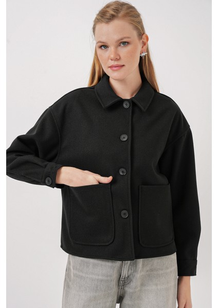0713 Kadın Kaşe Ceket - Siyah modelleri