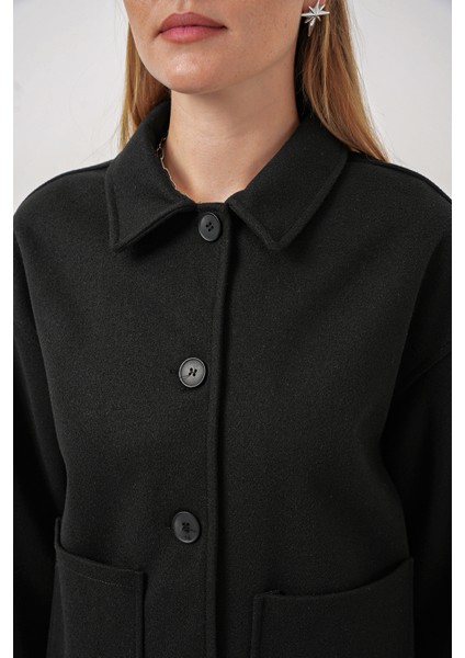 0713 Kadın Kaşe Ceket - Siyah fırsatları