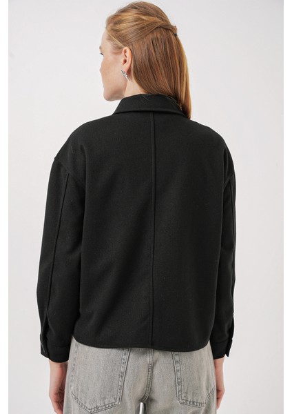 0713 Kadın Kaşe Ceket - Siyah indirimleri