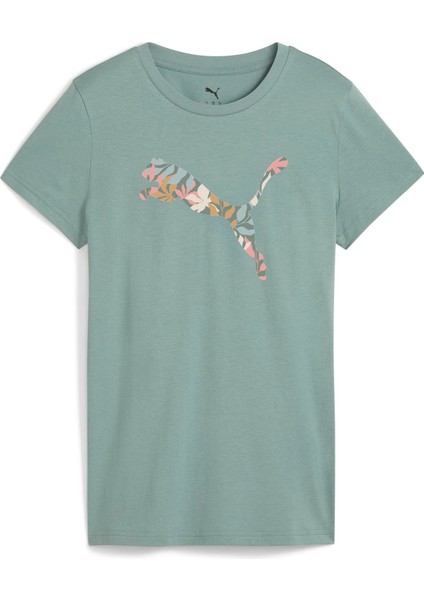 68508130 Graphics Floral Cat Logo Tee Kadın Spor Tişört