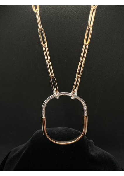 Rose Renk Tfny Yarım Tur Ataç Zincir Ithal Kadın Gümüş Kolye modelleri