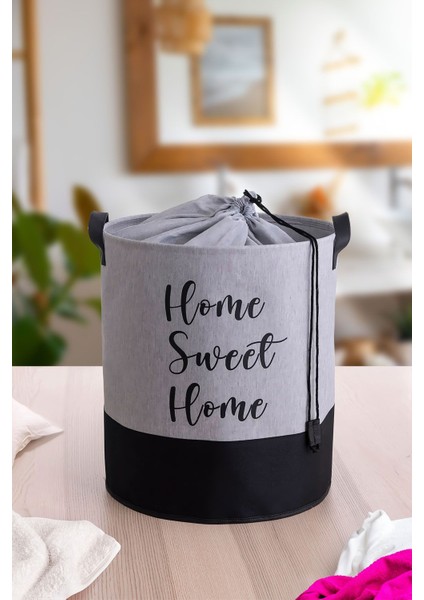 Home Sweet Home Baskılı Fileli Gri Kıyafet Çamaşır Sepeti 37X40 fiyatları