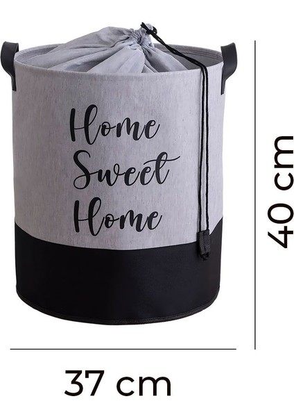 Home Sweet Home Baskılı Fileli Gri Kıyafet Çamaşır Sepeti 37X40 indirimleri