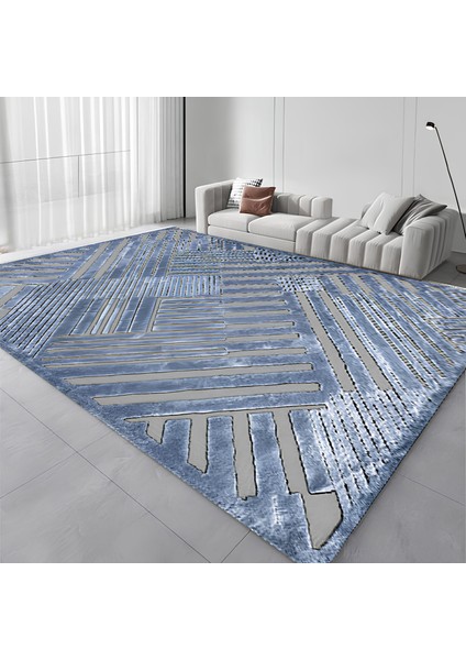 Kaymaz Taban Modern Premium Kalite Salon Mutfak Koridor Halısı Mavi 4057