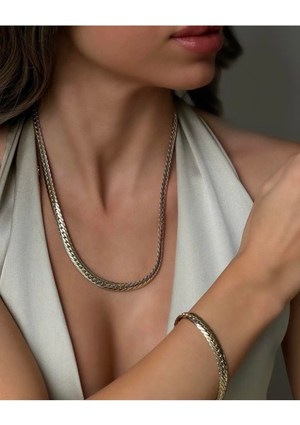 14 K Vip Seri Kuyumcu Modeli Kolye ve Bileklik Set