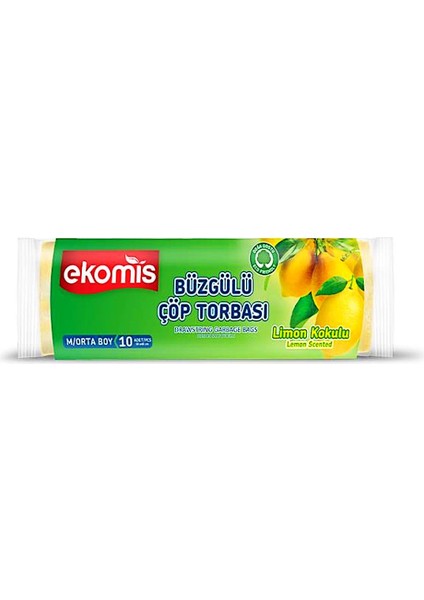 Limon Kokulu Büzgülü Çöp Torbası Orta Boy 10'lu (1 Paket)