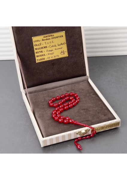 Katalin Çubuk Beyzi Kesim 9X11.5MM Tesbih -Fuşya Kırmızı -Ibrahim Atasever Usta Işi fırsatları