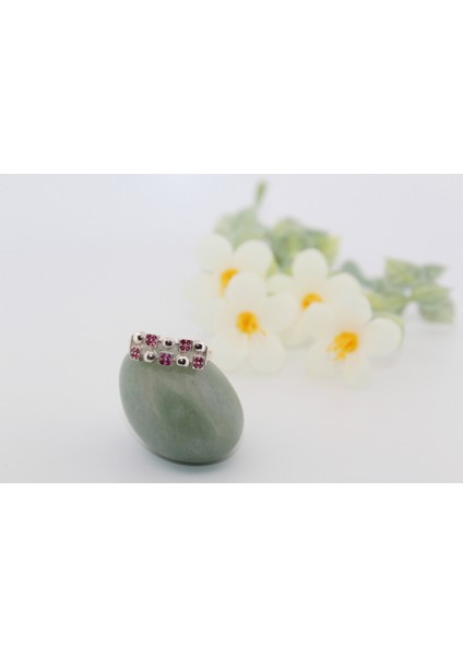 Pembe Taşlı Minik Kareli 925 Ayar Silver Gümüş Yüzük modelleri