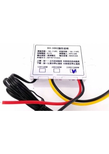 XH-W3002 Dijital Termostat Sıcaklık Kontrol Cihazı Zaman Ayaralı 220V-1500W 1 Metre Su Geçirmez Prop Kuluçka Makinesi