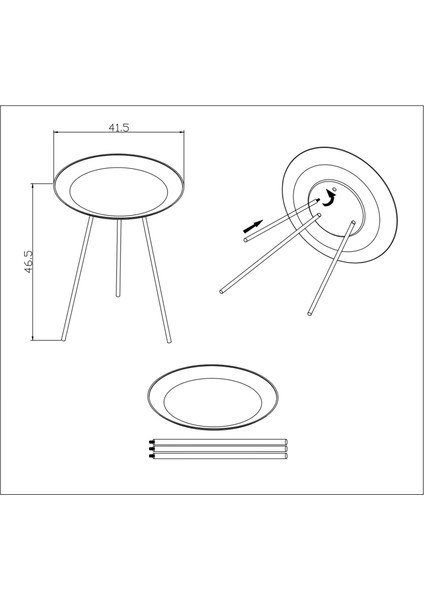 Tripod Küçük Tekli Sehpa