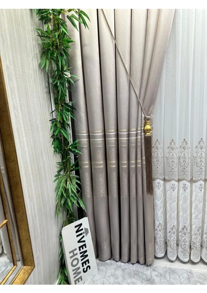 Nivemeshome FT632255 V-5228 Antakya Vizon 1/3 Sık Pileli Fon Perde Apm