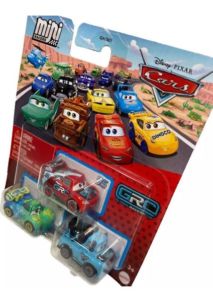 Disney Pixar Cars - Üçlü Mini Racers - Grc Mcqueen & Carla Veloso & Blue Mater (1:110)