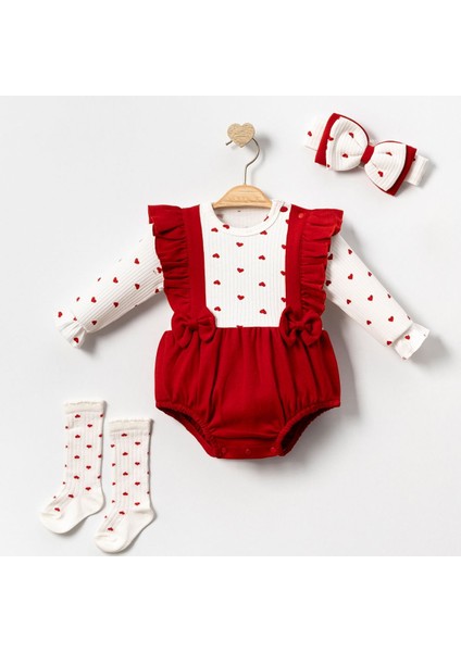 Kalpli Çorap Ve Bandanalı Romper Tulum 6-9 Ay