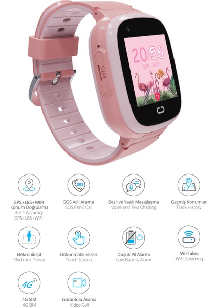 9930-P Akıllı Çocuk Takip Saati / 4G/3G/2G LTE - SİM - Wi-Fi - GPS - LBS / Anlık ve Geçmiş Konum fiyatları