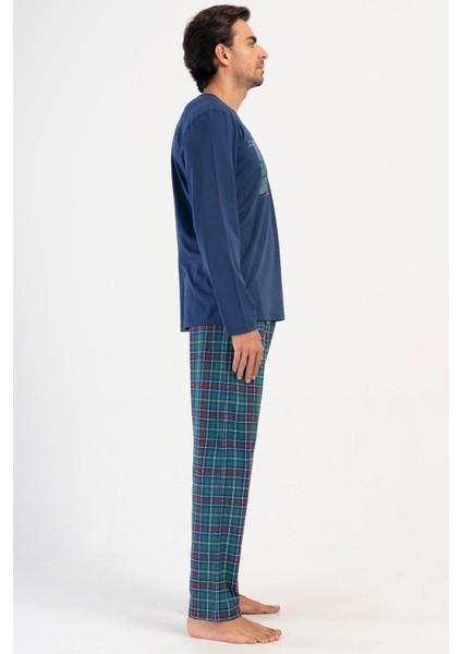 Erkek Uzun Kol İndigo %100 PAMUK Pijama Takım C2T4N1O504 fiyatları