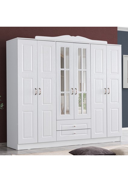 Mdf Yüzey Gardırop, Country West 6 Kapaklı Dolap