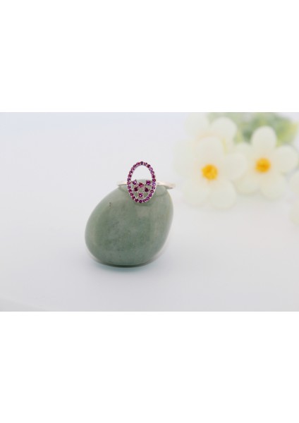 Pembe Taşlı Oval 925 Ayar Silver Gümüş Yüzük fiyatları