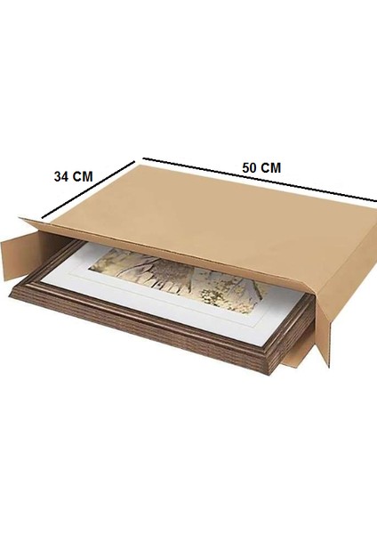 Ambalaj Markt Tek Oluklu Laptop, Tv ve Tablo Kolisi 50X12X34 cm Esmer C Dalga 50 Adet