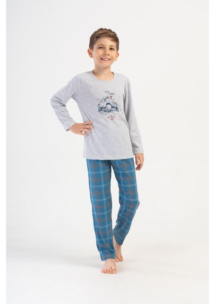 Erkek Çocuk Uzun Kol Gri Melanj Pijama Takım C9T3N1O504