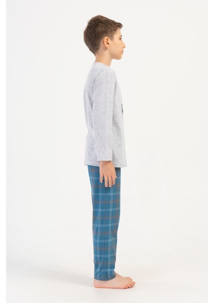 Erkek Çocuk Uzun Kol Gri Melanj Pijama Takım C9T3N1O504