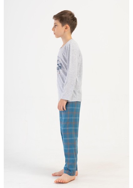 Erkek Çocuk Uzun Kol Gri Melanj Pijama Takım C9T3N1O504