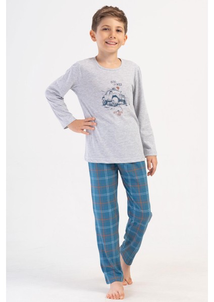 Erkek Çocuk Uzun Kol Gri Melanj Pijama Takım C9T3N1O504