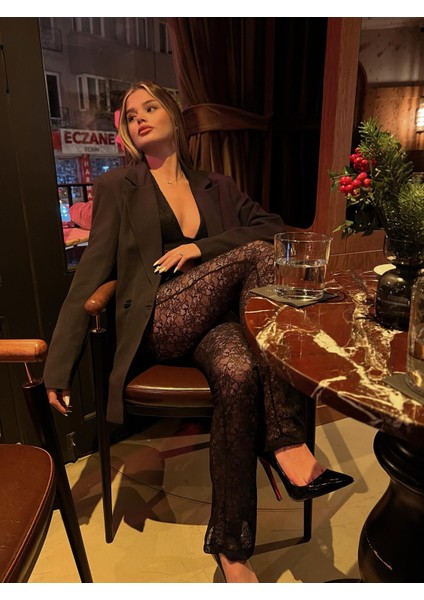 Monika Transparan Dantel Detaylı Tulum